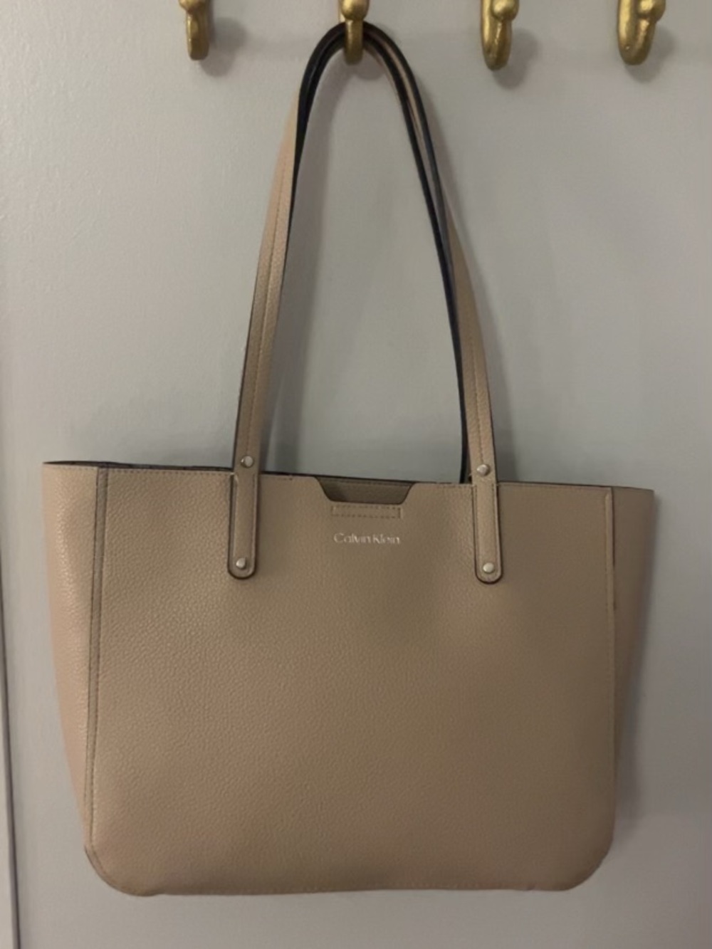 Calvin Klein Beige Tote with Slim Shoulder Straps